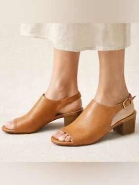 Franco Sarto Mandi Leather Peep Toe Ankle Strap Sandals Brown Size 10